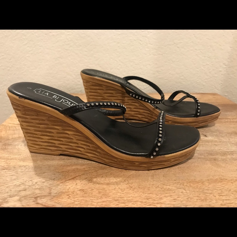 Lia Bijou Crystal Wedge Heel Sandals